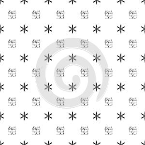 Christmas New Year seamless pattern with gift snowflakes. Holiday background. Silver white gift. Xmas winter doodle