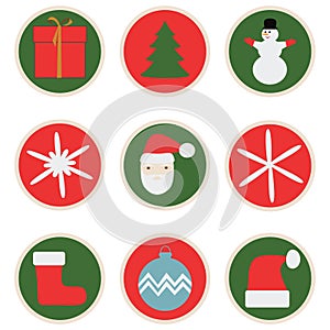 Christmas and New Year. Set Holiday stickers
