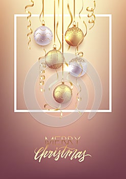 Christmas and New Year soft background design, decorative balls