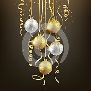 Christmas and New Year soft background design, decorative gold b