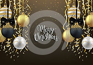 Christmas and New Year soft background design, decorative gold b