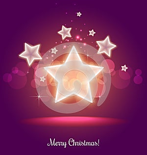 Christmas And New Year stars for celebration on holiday background with light dots, snowflakes. Vector eps illustration. Xmas