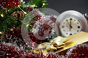 Christmas and New Year symbols on a black background