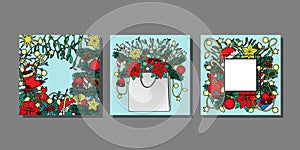 Christmas and New Year templates set for greeting cards and covers.