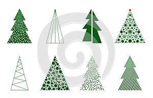 Christmas and New Year tree icons set
