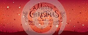 Christmas and New Year typographical on holidays background with