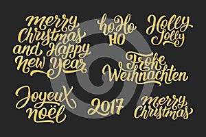 Christmas and New Year vector lettering set