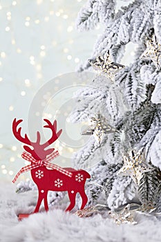 Christmas and newyear cozy decoration, bokeh background