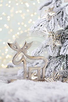 Christmas and newyear cozy decoration, bokeh background