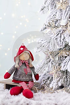Christmas and newyear cozy decoration, bokeh background