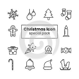Christmas and Newyear Line Icon Set