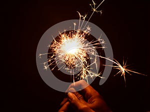 Christmas and newyear party sparkler on black