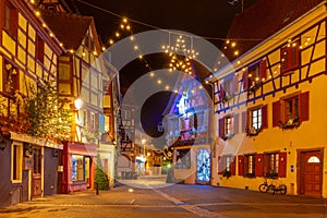 Christmas night in Colmar, Alsace, France
