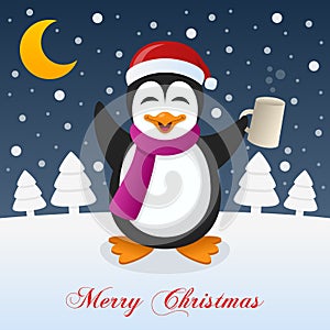 Christmas Night with Drunk Funny Penguin