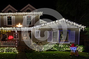 Christmas night lights decorating house in California