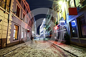 Christmas night in Old Riga, Latvia