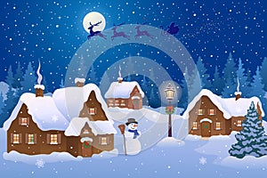 Christmas night village photo