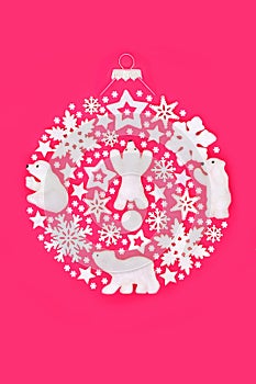 Christmas North Pole Surreal Snowflake and White Bauble Decorations