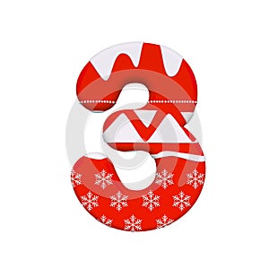 Christmas number 3 - 3d Santa Xmas digit - Christmas, Santa Claus or winter concept