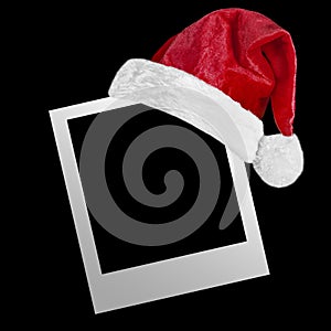 a christmas object in santa hat on black background