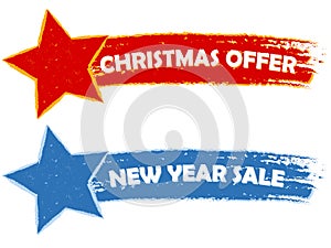 Christmas offer, new year sale - two drawn banners