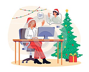 Christmas office scene vector