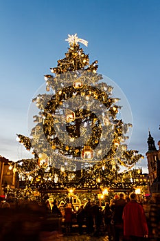 Christmas in Oldtown square (czech: Staromestske namesti) Prague, Czech Republic photo