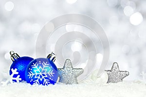 Christmas ornament border with twinkling lights