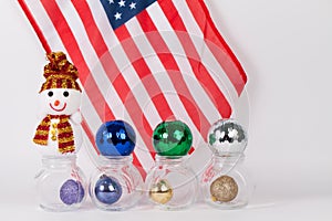 Christmas ornament with colorful balls with american flag