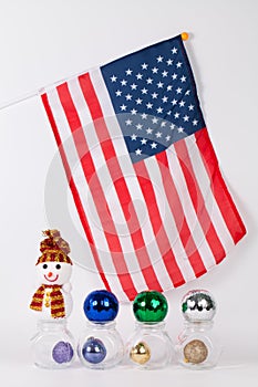 Christmas ornament with colorful balls with american flag