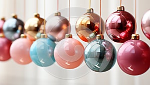 Christmas ornament decoration hanging on tree, vibrant colors bring joy generated by AI