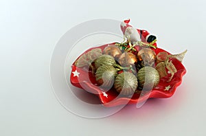 Christmas ornament, a decorattive plate with balls