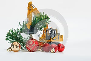 Christmas ornament and Excavator Crawler .