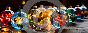 Christmas ornament glass bauble decoration globe planet earth. Globe Christmas ornament web banner