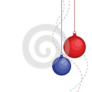 Christmas ornament hanging red isolated background vector illustration