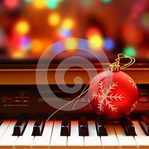 Christmas ornament on piano