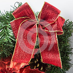 Christmas Ornament red bow on fir tree