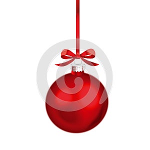 Christmas ornament with red ribbon. Vector Illustration. - Illustration