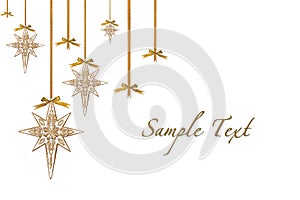 Christmas Ornament Stars Hanging from Ribbon and B
