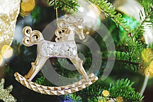 Christmas ornament tree decoration. Christmas Golden Horse