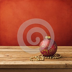 Christmas ornament on wooden table