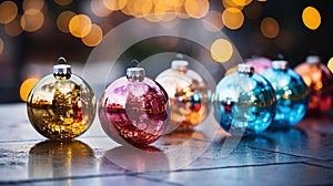 Christmas Ornaments bokeh Defocused background