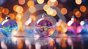 Christmas Ornaments bokeh Defocused background