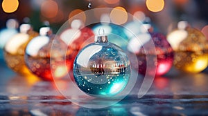 Christmas Ornaments bokeh Defocused background