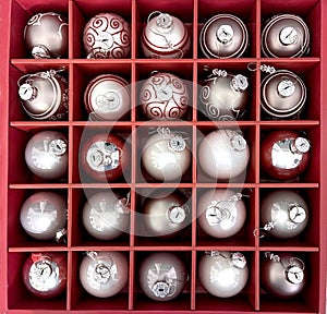 Christmas ornaments in box