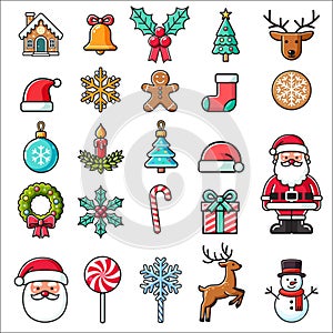 Christmas ornaments collection flat design icon