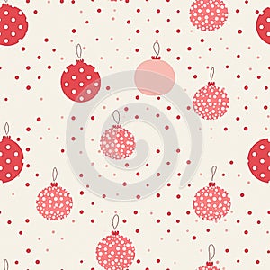 Christmas ornaments and decoration seamless pattern, holiday Christmas tree baubles, tileable country style print for