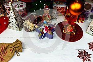 Christmas ornaments decorations and gifts under the  Christmas tree