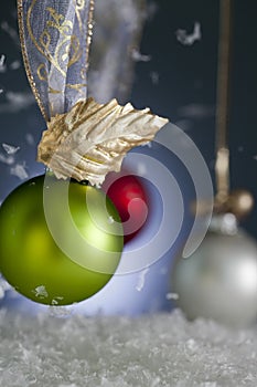 Christmas Ornaments with Falling Snow