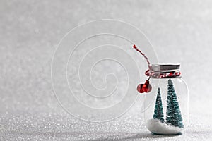 Christmas ornaments of glass jar